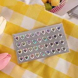 Прозрачный АВ Мультяшные 3d наклейки из ПВХ со стразами в форме сердца, Декоративные наклейки с драгоценными камнями и хрустальными сердцами для детского творчества, ясно AB, 12 мм, 36шт / лист