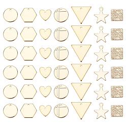 Echt 18 k vergoldet 42Stk. Messing-Charms im 7-Stil, langlebig überzogen, Nickel frei, Stern & Herz & Sechseck & Dreieck & Blitzsand & Flachrund, echt 18 k vergoldet, 6 Stück / Stil