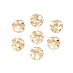 Настоящее золото 24K Spacer бисер латунные, без кадмия и без свинца, волнистых плоские круглые, реальный 24 k позолоченный, 4x1 мм, отверстие : 1.2 мм