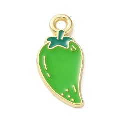 Vegetables Pendentifs en émail , or, charmes de poivron vert, 16x7.5x1.5mm, Trou: 1.5mm