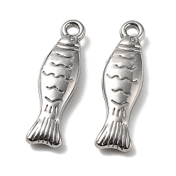 Нержавеющая Сталь Цвет 304 подвески из нержавеющей стали, амулет из рыбы сардина, анти-тускнение, цвет нержавеющей стали, 23x6x3.5 мм, отверстие : 1.6 мм