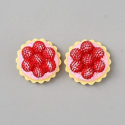 Красный Непрозрачные кабошоны из смолы, малиновый торт, красные, 30x14 мм