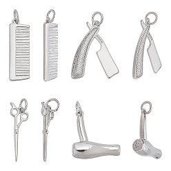 Платина 8 шт. 4 стили стрижка тема латунные подвески, с прыжковых колец, без кадмия и без свинца, долговечный, инструменты, платина, 18~24x7~17x1~6.5 мм, отверстие : 3 мм, 2 шт / стиль