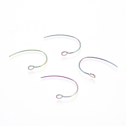 Rainbow Color Ионное покрытие (ip) 304 крючки для серег из нержавеющей стали, с вертикальной петлей, Радуга цветов, 25x14x4 мм, отверстие : 2.4 мм, 21 датчик, штифты : 0.7 мм