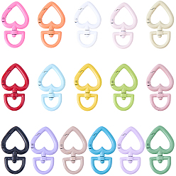 (52) Непрозрачная лаванда 16шт. 16 цвета, поворотные карабины из цинкового сплава, сердце, разноцветные, 46.5x27x4 мм, 1 шт / цвет