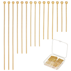 Настоящее золото 18K 300шт 6 типы латунных штифтов с шаровой головкой, без кадмия и без свинца, реальный 18 k позолоченный, 20~45 мм, Руководитель: 1.8 mm, 60 шт / стиль