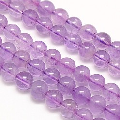 Amethyst Natural Amethyst Round Bead Strands, Grade A, 8mm, Hole: 1mm, about 50pcs/strand, 15.7 inch