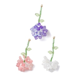 (52) Непрозрачная лаванда 3шт 3цвета подвески из смолы цветы, с бусинами из стекляруса и 304 кольцами из нержавеющей стали, разноцветные, 52.5x27.5x25.5 мм, отверстие : 2.5 мм