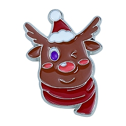 Cerf Broches en alliage de platine sur le thème de Noël, épingles en émail, cerf, 32x22mm