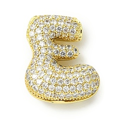 Letter E Стойки обшивки латунь кубического циркония подвески, без кадмия и без свинца, долговечный, алфавит, Письмо E, 22x18x8 мм, отверстие : 4x2 мм