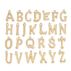 Letter A~Z 26 шт. 304 подвески из нержавеющей стали, реальный 14 k позолоченный, Письмо ~ Z, 19~27x6.5~21.5x2.5 мм, отверстие : 1.5~1.8 мм