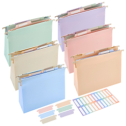 Mixed Color 1 Bag PP Plastic Hanging File Pockets, with Paper Stickers, Rectangle, 300x240~245x10mm