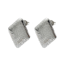 Rhombus Не тускнеет 304 фурнитура для сережек-гвоздиков из нержавеющей стали, с петлей, ромб, 25x22 мм, отверстие : 2.5 мм, штифты : 10.5x0.5 мм