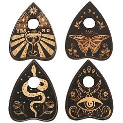 Черный 4 выкройка в форме сердца мини-деревянная хрустальная сфера подставка, ведьмовские вещи викканский декор для алтаря колдовские принадлежности маленький поднос, для колдовства, чёрные, 8.2x6.2 см, 4 шт / комплект