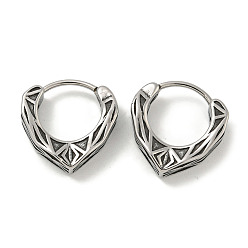 Античное Серебро 316 серьги-кольца из хирургической нержавеющей стали для женщин и мужчин, треугольник дизайн, кольцо, античное серебро, 16x15.5 мм