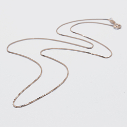 Розовое Золото 925 стерлингового серебра цепи коробки ожерелья, с застежками пружинного кольца, с печатью 925, розовое золото , 18 дюйм (45 см)