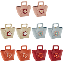 Mixed Color 10 Sets 5 Colors PU Leather Handbag Kits, Inicluding PU Leather Sheet, Metal Rivet and Flower, Mixed Color, Finished Product: 80x70x120mm, 2 sets/color