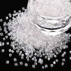 Clear Glass Cylinder Beads, Seed Beads, Transparent Colours Luster, Round Hole, Clear, 1.5~2x1~2mm, Hole: 0.8mm, about 8000pcs/bag, about 1pound/bag