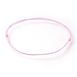 Pink Регулируемые плоские вощеные полиэфирные шнуры изготовление браслетов, розовые, 8 дюйм ~ 11-7/8 дюйм (20.4~30 см)