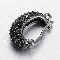 Черный Цвет Металла Латунный микропаве из циркония, подвеска навесная навесная, с петлей, металлический черный , 20x13x6 мм, отверстие : 1.5 мм