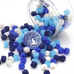 Bleu Sceller les particules de cire, pour cachet de cachet rétro, impression de patte de chat, bleu, case: 61x59 mm, 200 pcs / boîte