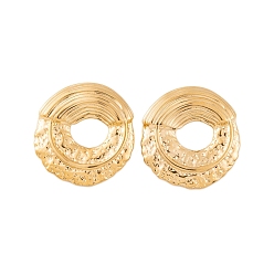 Real 18K Gold Plated Ion Plating(IP) 304 Stainless Steel Stud Earrings for Women, Hollow Flat Round, Real 18K Gold Plated, 29.5x28mm