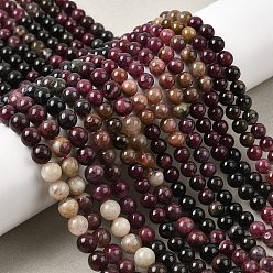 Турмалин Нити из натуральных разноцветных турмалиновых бусин, круглые, 5.5~6.5 мм, отверстие : 0.9~1 мм, около 64~76 шт / нитка, 15.94~16.14'' (40.5~41 см)