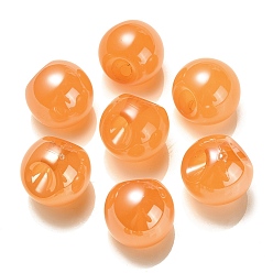 Dark Orange Opaque Acrylic Beads, Round, Suzumaru Beads, Top Drilled, Dark Orange, 19x19x19mm, Hole: 3mm