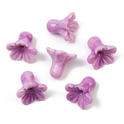 Orquídea Media Cuentas talladas de coral sintético teñido, flor, dos tonos, medio de la orquídea, 12.5x14.5x14.5 mm, agujero: 1.3 mm