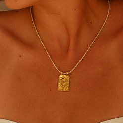 Золотистый Ожерелья с подвесками из латуни и эмали, с полиэфирным кордом, шестиугольник со священным сердцем, золотые, золотые, 18.90 дюйм (48 см)