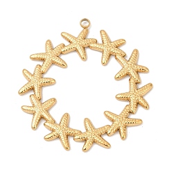 Морская звезда 304 подвески из нержавеющей стали, ионное покрытие (ip), реальный 18 k позолоченный, морская звезда, 38.5x36x1.5 мм, отверстие : 2 мм