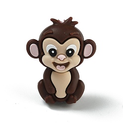 Кокосово-Коричневый Силиконовые бусины, обезьяна, кокосового коричневый, 32.5x26x15.5 мм, отверстие : 2 мм