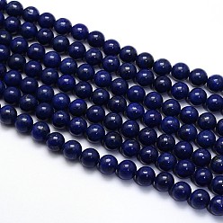 Lapis Lazuli Dyed Natural Lapis Lazuli Round Beads Strands, Grade A, 12mm, Hole: 1mm, about 33pcs/strand, 15.5 inch