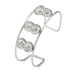 Peanut Не тускнеет 304 браслеты-манжеты из нержавеющей стали с широкой текстурой, арахис, 2-1/2~2-3/4 дюйм (6.5~7 см) x 1-7/8 дюйм (4.7 см)