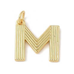 Letter M Латунные подвески, с целью перехода в кольце, письмо амулеты, стойки покрытие, долговечный, без кадмия и без свинца, реальный 18 k позолоченный, Буква М, 15x15x1.5 мм, отверстие : 3.5 мм