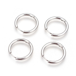 Stainless Steel Color 304 Stainless Steel Hoop Earrings, Manual Polishing Huggie Earrings, Stainless Steel Color, 12 Gauge, 20x2mm, Pin: 0.8mm(±0.1mm), Inner Diameter: 16mm