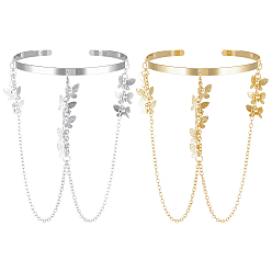 Платиновый & Золотой 2 шт. 2 цвета железные браслеты-манжеты на плечо для женщин, бабочка, платиной и золотом, внутренний диаметр: 2-7/8 дюйм (7.25 см), 1 шт / цвет