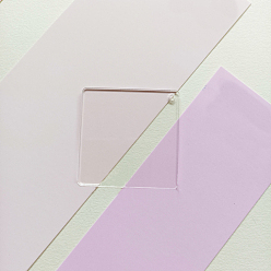 Clear Transparent Acrylic Disc Big Pendants, Acrylic Blanks, Square, Clear, 50x2mm