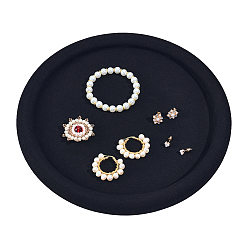 Черный Круглые деревянные подставки для украшений, покрытые бархатом, для сережек, колец, ожерелий, браслетов, чёрные, 25.3x1.85 см