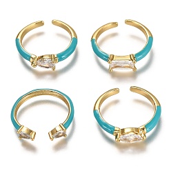Небесно-голубой Манжеты с латунной эмалью, открытые кольца, с четким кубического циркония, разнообразные, реальный 18 k позолоченный, долговечный, голубой, размер США 6, внутренний диаметр: 17 мм