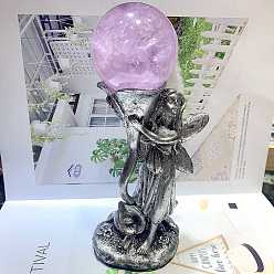 Серый Алиса фея смола скульптура пьедестал украшения, держатель хрустального шара, для домашнего офисного стола, серые, 77x66x147 мм