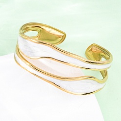 Золотой 304 женские эмалевые браслеты из нержавеющей стали, золотые, 1-1/8 дюйм (2.7 см), внутренний диаметр: 2 дюйм (5 см)