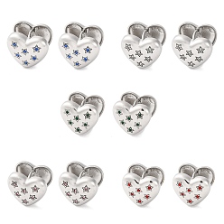 (52) Непрозрачная лаванда 304 серьги-кольца из нержавеющей стали с прозрачным кубическим цирконием для женщин, Сердце звездочкой, цвет нержавеющей стали, разноцветные, 13x16x14 мм