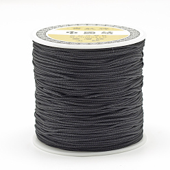 Black Polyester Cords Macrame Thread, for DIY Jewelry Making, Black, 0.8mm, about 131.23~142.16 yards(120~130m)/roll