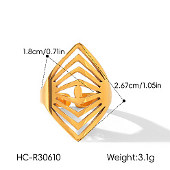 Rhombus 304 открытые кольца манжеты из нержавеющей стали, золотые, ромб, 18 мм