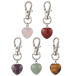Смешанные камни Украшения драгоценных камней кулон, с поворотными застежками сплава, сердце, 49~51 мм