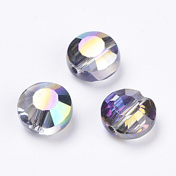 Разноцветный Имитация Австрийские кристаллические шарики, класс AAA, к 9 стекло, граненые, плоско-круглые, красочный, 8x4 мм, отверстие : 0.9~1 мм
