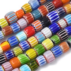 (52) Непрозрачная лаванда Бусины в форме шеврона из стекла миллефиори ручной работы, баррель, разноцветные, 7~9.5x7~9 мм, отверстие : 0.9 мм, около 55 шт / нитка, 15.75''~16.54'' (40~40.5 см)