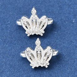 Серебро Латунные микропаве прозрачные кубические цирконии 2-петлевые корончатые разделители, долговечный, стойки покрытие, серебряные, 8x10x5 мм, отверстие : 1.5 мм