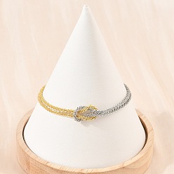 Platine & Or Bracelets à nœud en laiton bicolore pour femmes, crémaillère plaquage, plaqué longue durée, sans cadmium et sans plomb, platine et d'or, 2 pouce (7.15 cm)